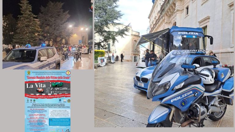 Pullman Azzurro durante evento sulla sicurezza stradale a Martina