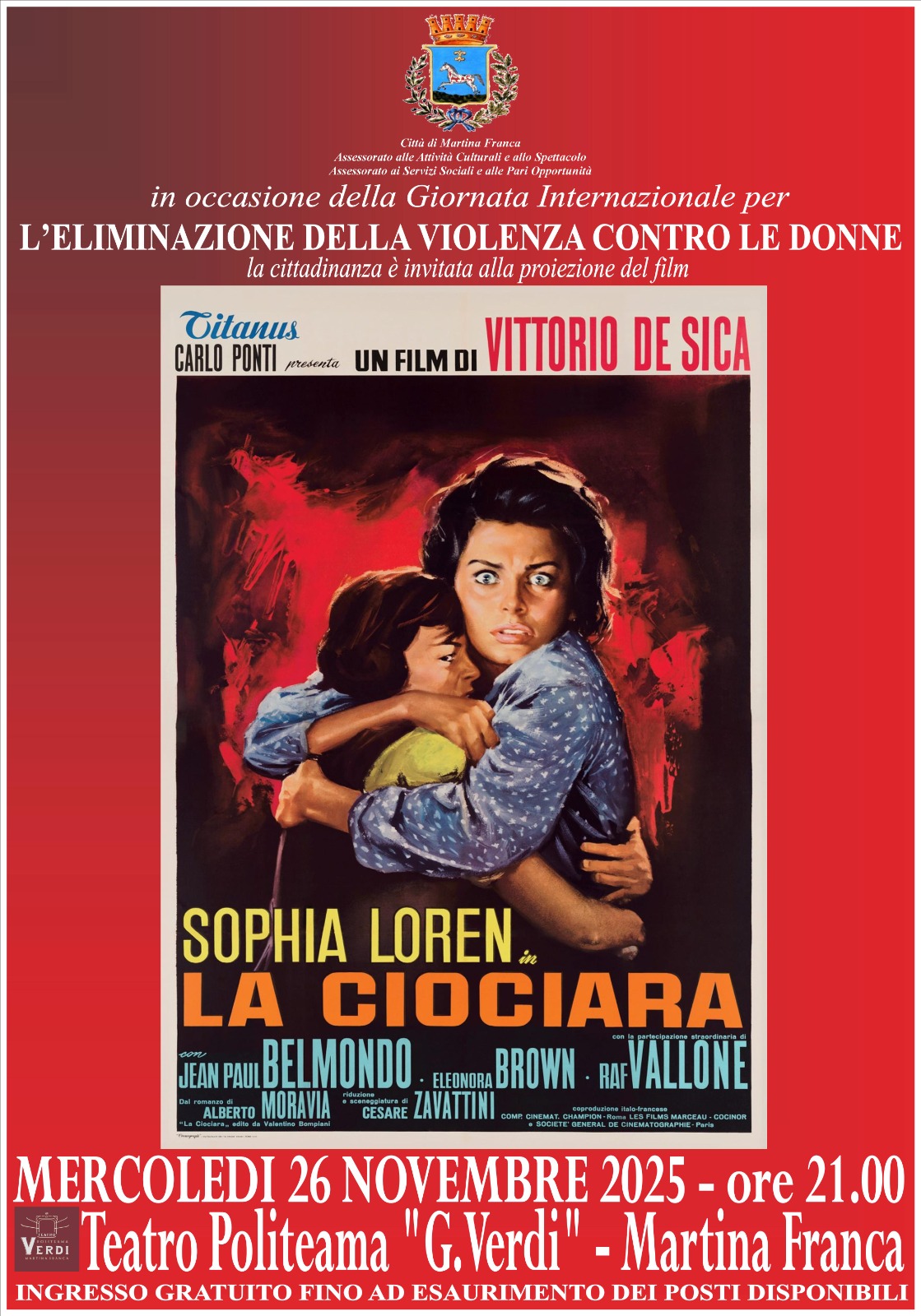 Proiezione culturale per la Giornata internazionale per l’eliminazione della violenza contro le donne