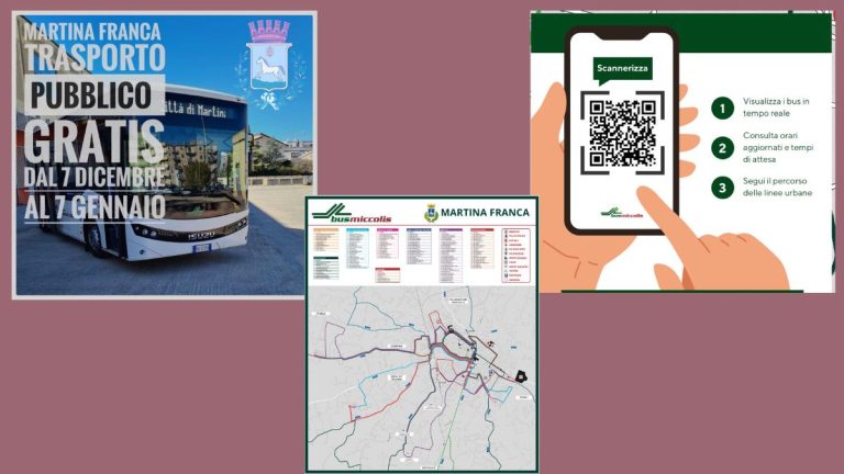 Autobus del trasporto pubblico gratuito a Martina Franca durante le festività