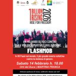 Flash mob One Billion Rising agli Orti del Duca a Martina Franca con partecipanti in rosso