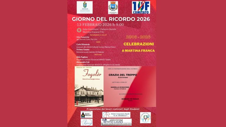 Giorno del Ricordo a Martina Franca con la testimonianza dell’esule istriana Grazia Del Treppo