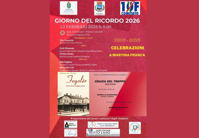 Giorno del Ricordo a Martina Franca con la testimonianza dell’esule istriana Grazia Del Treppo