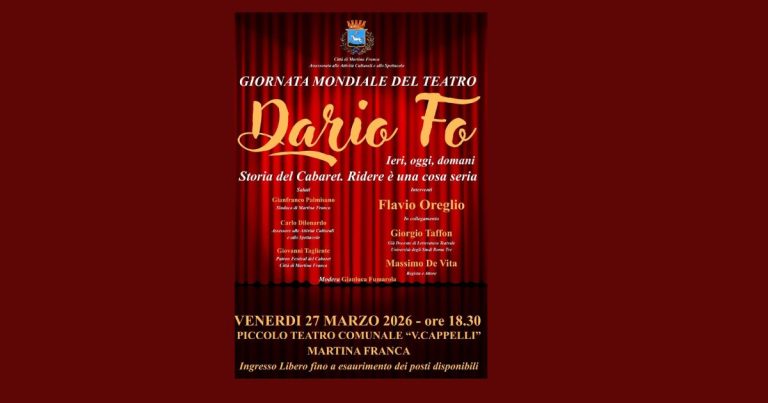 Piccolo Teatro Comunale di Martina Franca per la Giornata mondiale del teatro dedicata a Dario Fo