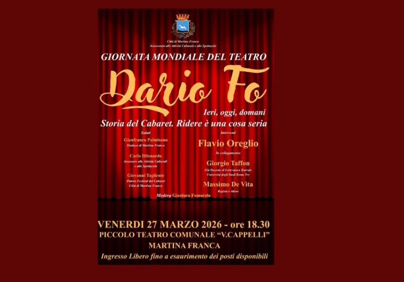 Piccolo Teatro Comunale di Martina Franca per la Giornata mondiale del teatro dedicata a Dario Fo
