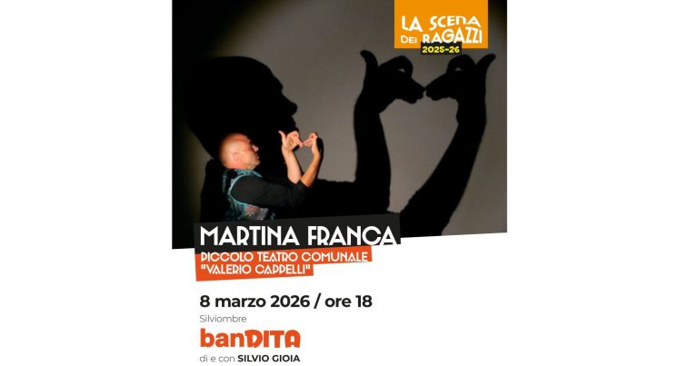Spettacolo di teatro d’ombre banDITA di Silviombre per bambini al Piccolo Teatro Cappelli di Martina Franca.