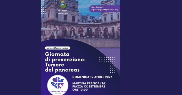 Prevenzione tumori pancreatici a Martina Franca durante l’evento pubblico di SUD4PANCREAS in Piazza XX Settembre