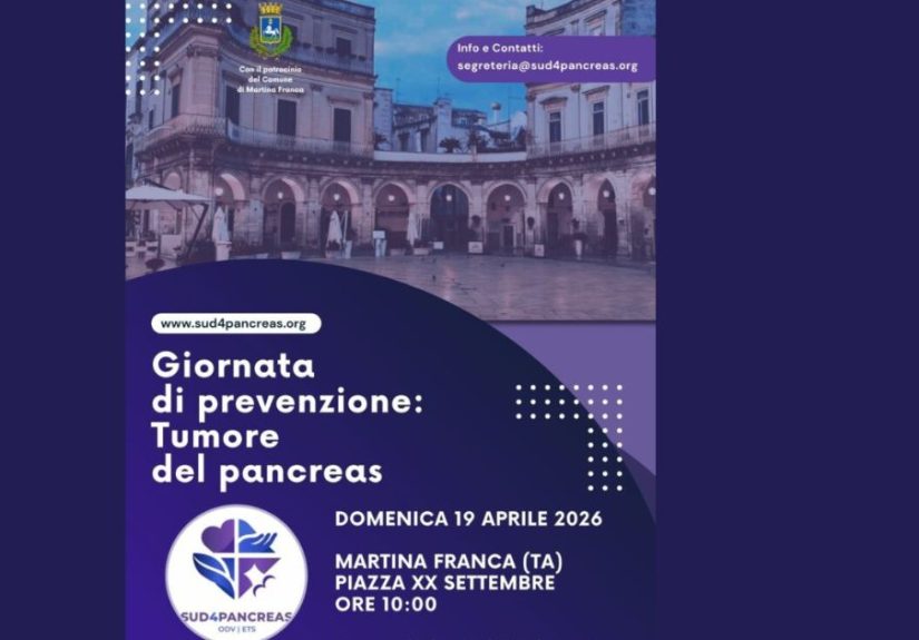 Prevenzione tumori pancreatici a Martina Franca durante l’evento pubblico di SUD4PANCREAS in Piazza XX Settembre