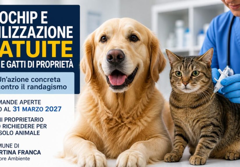 Microchippatura e sterilizzazione gratuite per cani e gatti a Martina Franca