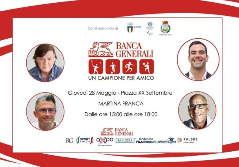 “Un Campione per Amico” a Martina Franca con studenti e giovani atleti in piazza XX Settembre