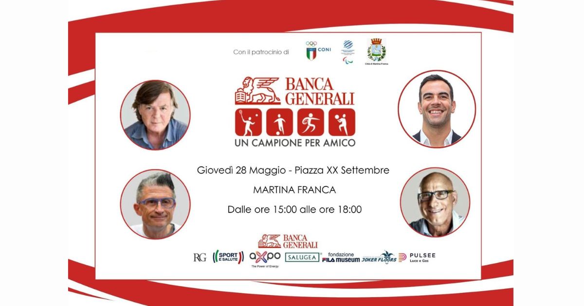 “Un Campione per Amico” a Martina Franca con studenti e giovani atleti in piazza XX Settembre