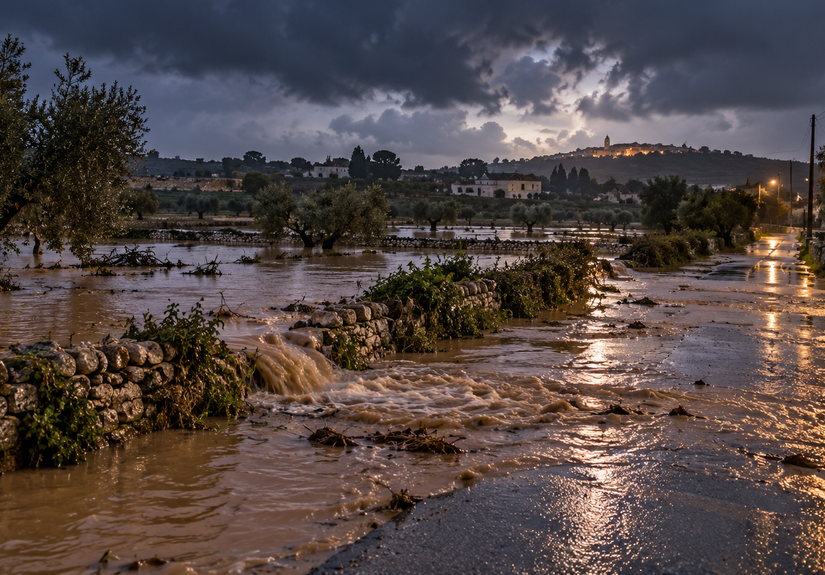 Campagna pugliese dopo la tempesta- immagine generata con IA